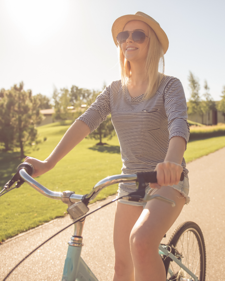 A lady cycling in park